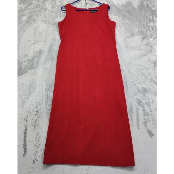 Vintage 90s Studio I Dress Size 10 Red Sleeveless Maxi Shift Back Slit Formal - Picture 1 of 8